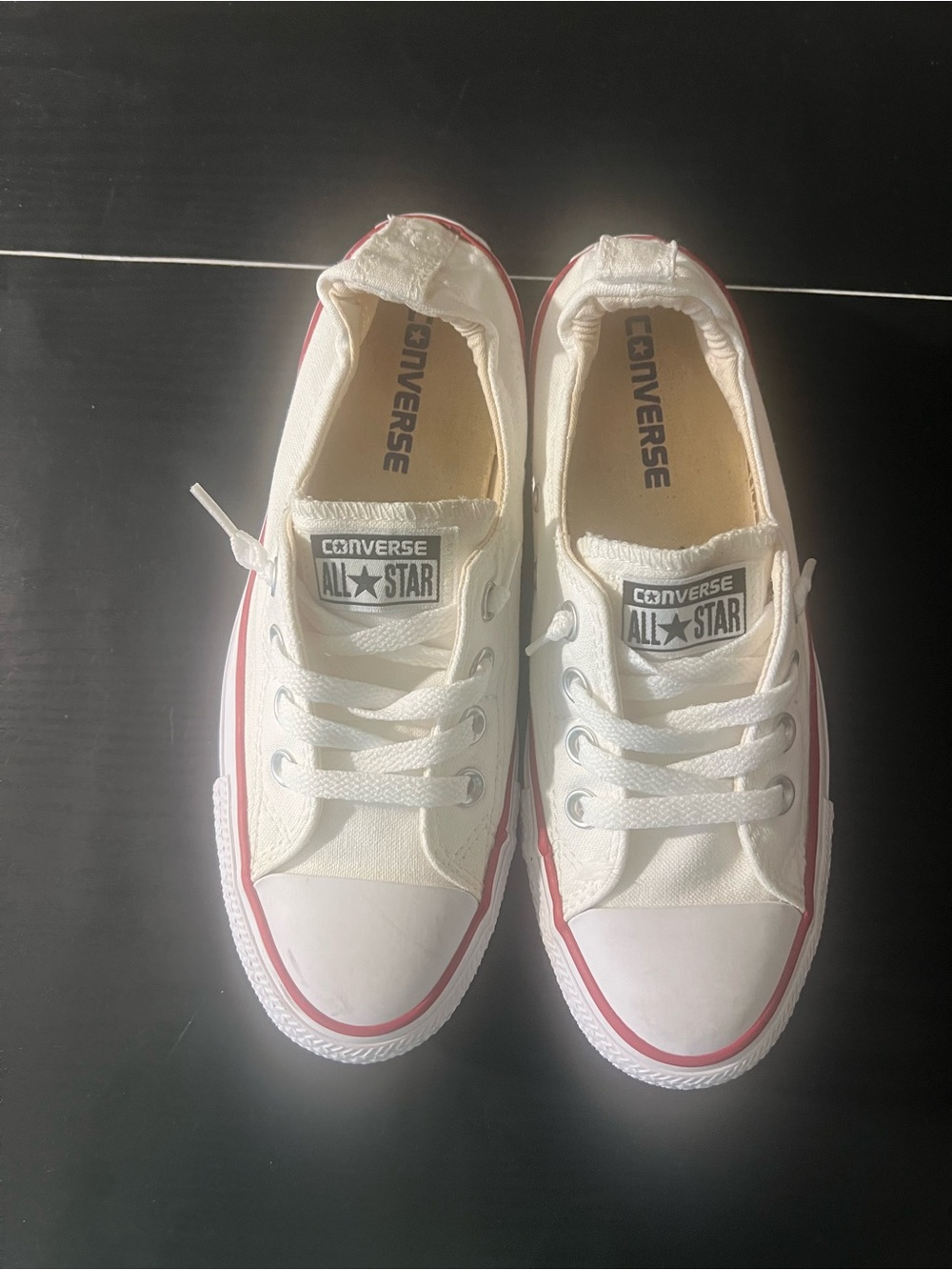 Converse All Star Low-Top Sneakers in White with Red Trim